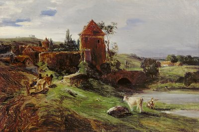 Paesaggio con un ponte vicino a Landsberg an der Warthe da Louis Kolitz